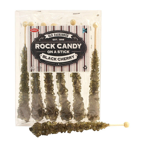 Extra Large Rock Candy Sticks: 6 Black Cherry Lollipop - Individually Wrapped Black Rock Candy Sticks - Espeez Rock Candy Sticks for Candy Buffet,...