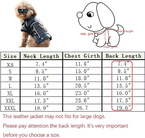 Dog Winter Coat Pu Leather Motorcycle Jacket for Dog Pet Clothes Leather Jacket, Waterproof(S)...