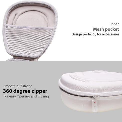 LTGEM Hard Headphone Case for Logitech H390, JLab Go Work, JIAMQISHI, EAGLEND, FEABASK Headset (Inside:6.8"x7"x2.9") - White+Grey......