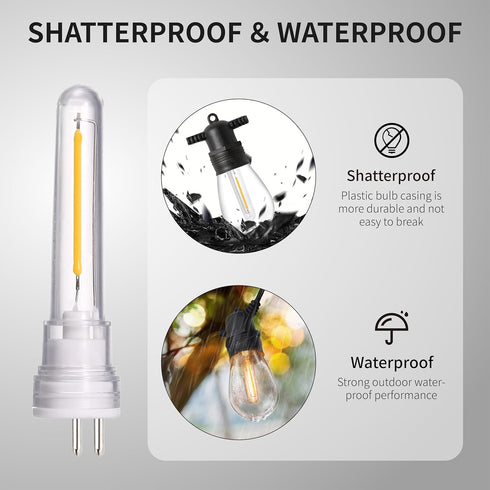 9 Pack S14 LED Replacement Bulb for Outdoor String Lights Dimmable Warm White 2700K...