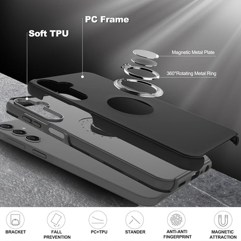 for Samsung Galaxy A15 5G Case with Screen Protector×2, Galaxy A15 5G Phone Case with 360°Magnetic Ring Holder Kickstand Phone Case for Samsung A1...