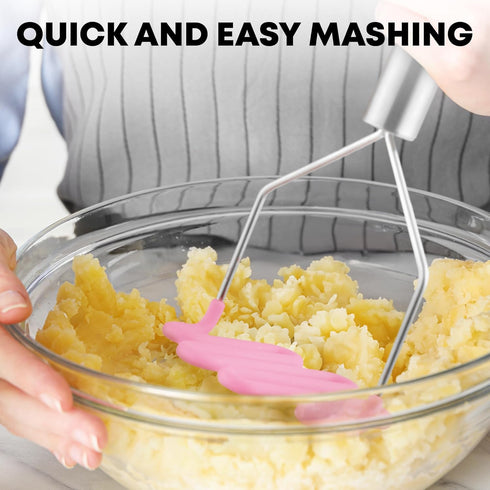 Zulay Kitchen Non-Scratch Potato Masher Kitchen Tool - Durable Stainless Steel Wrapped In Premium Silicone Mashed Potatoes Masher - Versatile Mash...