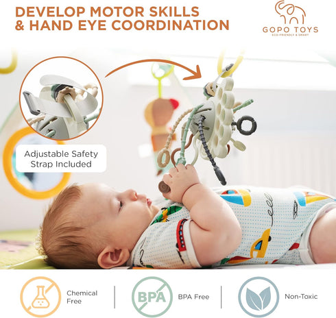 GOPO TOYS Montessori Toys for 18+ Months Old - Baby Sensory Toys for Boys and Girls - Silicone Pull String Activity Toy for Toddlers - Learning & ...