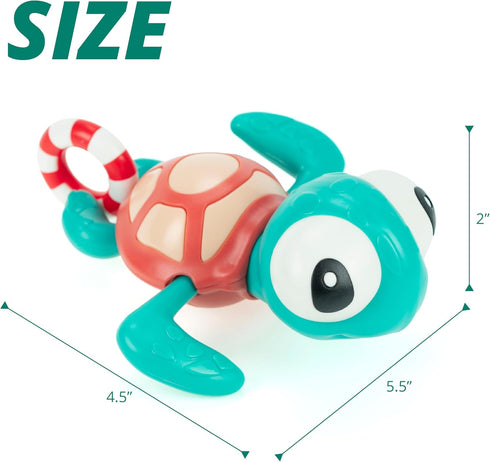 Pull-string Swimming Sea Friends Bath Toy for Kids (Turtle with Swim Ring)...