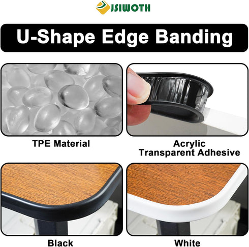 U-Shape Veneer Edge Banding, 16.4 Ft Self Adhesive Edge Trim, Flexible TPE Edge & Corner Protector for Shelves, Furniture, Countertop (1.0 in, Bla...