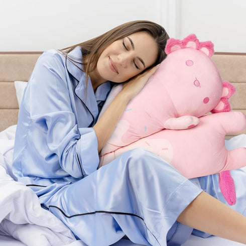Long Axolotl Plush Pink Body Pillow, 20” Cute Axolotl Stuffed Animals Kawaii Soft Plushies, Axolotl Plush Pillow Doll Toy Gift for Girls Boys...