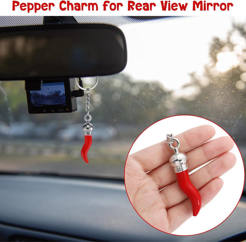Remuuly 10 Pcs Italian Horn Keychain Italian Red Horn Charm Chili Pepper Keychain Souvenir for Car Mirror Accessories...