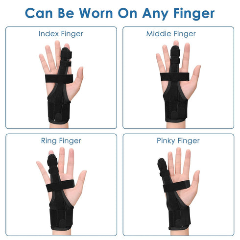 Full Trigger Finger Splint - Hand and Wrist Brace Support for Sprains, Pain Relief, Arthritis, Tendonitis, Fractured Finger - Adjustable Locking S...