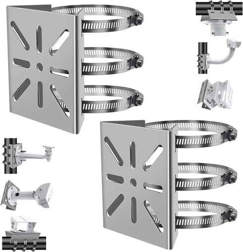 2pcs Universal Wall Mounting Bracket with 6 Loops, Stainless Steel Vertical Pole Mount Adapter for CCTV Security Camera PTZ Dome Indoor Outdoor AP...