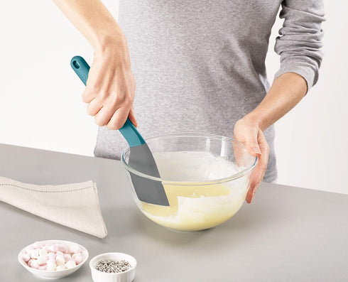 Joseph Joseph Duo Silicone Spatula Ergonomically Shaped, Heat-Resistant Silicone Head, Perfect for Mixing Bowls & Non-Stick Cookware, Opal...