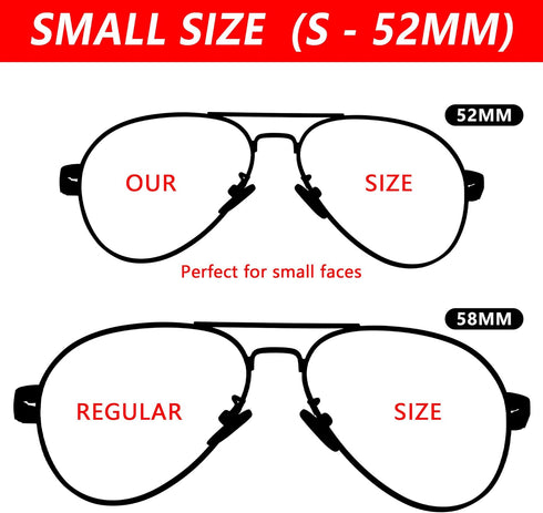 Pro Acme Polarized Aviator Sunglasses for Women Men, Petite Aviator Frame for Small Face Women Junior, 52MM...