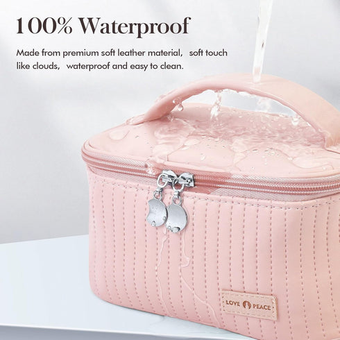 Makeup Bag Travel Cosmetic Bag, Large Capacity Makeup Organizer Bag and Storage, Portable PU Leather Pouch Toiletry Bag Make up Organizer, Cosmeti...