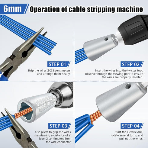 Electrical Wire Twister Bit for Drill Wire Twisting Tool 3 Way/5 Way Wire Stripping Tool and 6mm Hex Shank Cable Twister Tool Wire Stripper and Tw...