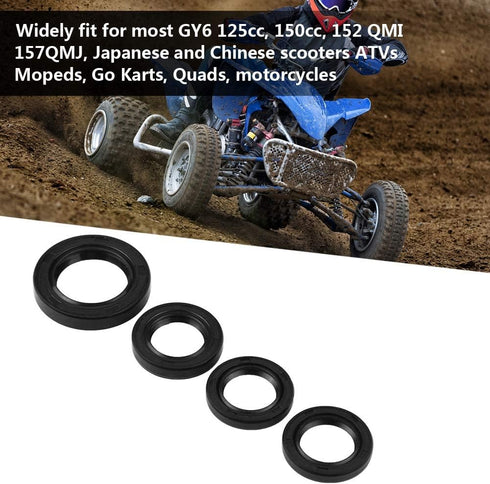 Gy6 Oil Crankshaft Seal,GY6 Oil Seal,4 Pcs Engine Oil Seal Kit Engine Crankshaft Gear Crank Case Oil Seal Rubber for GY6 125cc 150cc 152 157QMJ Hr...