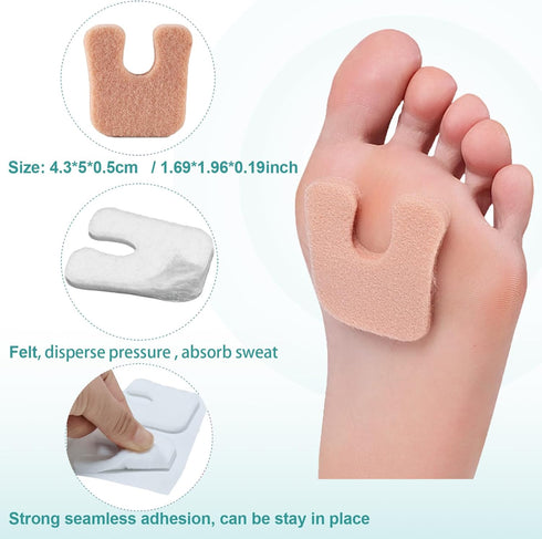 Horseshoe Pads for Feet 60 Pieces, Callus Cushions Moleskin for Feet Metatarsal Pads 3 in 1, Felt Foot Pads Callus Pads for Feet Bottom of Foot Si...