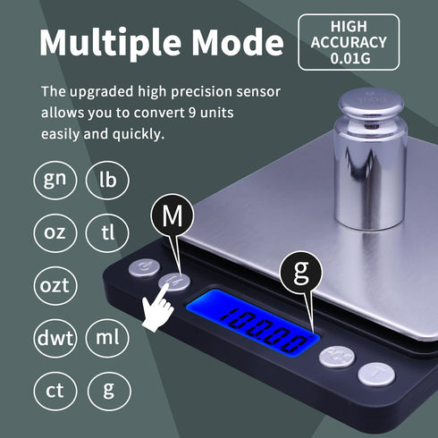Gram Scale,Capacity 500g Accuracy 0.01g Mini Food Scales Digital Weight Grams and Oz,Small Kitchen Scale High Precision for Espresso,Baking,Jewelr...