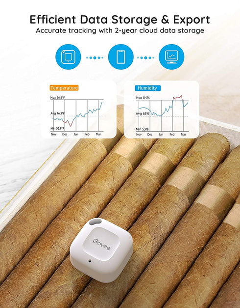 Govee Bluetooth Hygrometer Thermometer, Wireless Thermometer, Mini Humidity Sensor with Notification Alert, Data Storage and Export, 262 Feet Conn...