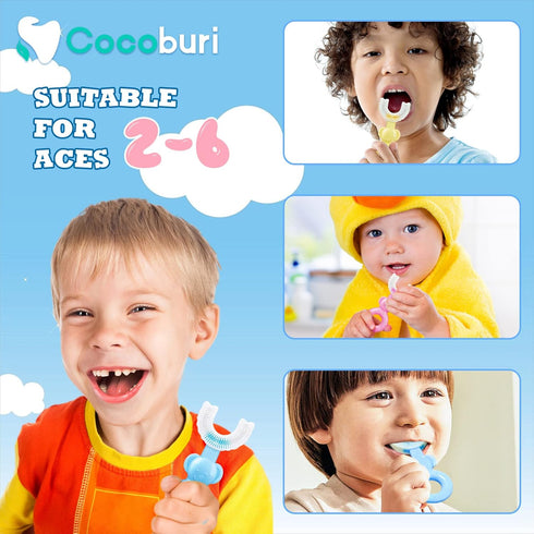 Kids U-Shaped Toothbrush Manual Training Tooth Brush Silicone soft head toothbrush 361 ° oral cleaning toothbrush(Yellow...