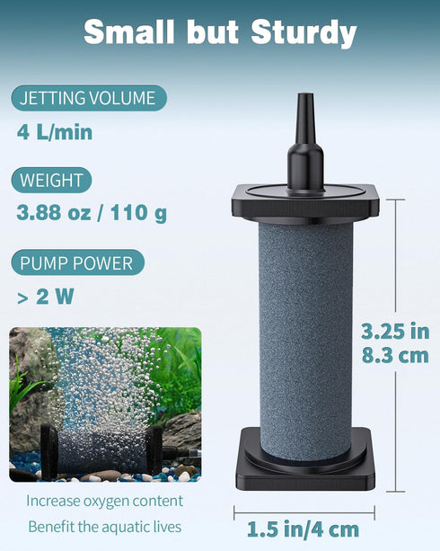 Pawfly Aquarium Air Stone for Air Pump 3 Inch Fish Tank Air Stone Bubbler Cylindrical Bubble Release Tool Oxygen Diffuser for Fish Tanks Buckets S...