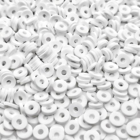 Amaney 3000pcs White 6mm Heishi Beads Polymer Clay Beads for Jewelry Making Bracelets Necklace...