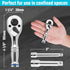 DURATECH Stubby Ratchet Set, 3-IN-1 Ratchet Handle, with 2 Extension Bars, 1/4", 3/8", 1/2" Drive Ratchet Wrench, 72-Tooth, Reversible Switch, Ful...