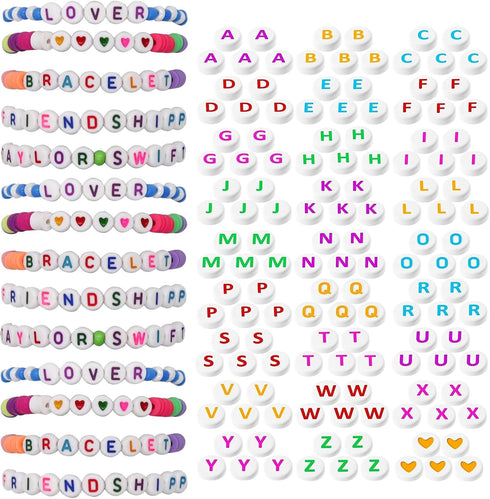Letter Beads Kit, 26 Alphabet Beads with Heart Beads for Friendship Bracelets Necklace Jewelry Making (Colorful Letter)...