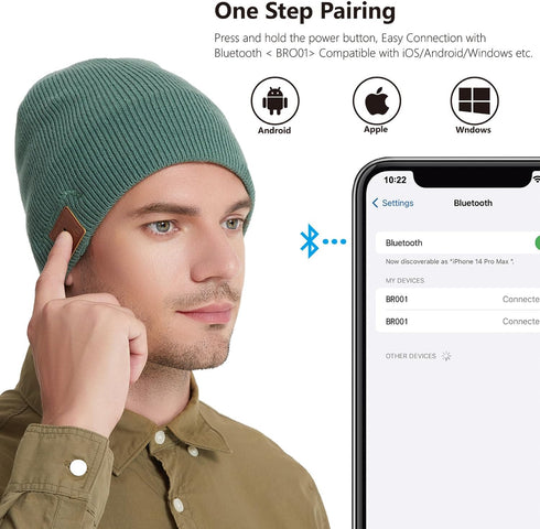 Bluetooth Beanie, Bluetooth 5.2 Wool Hat HD Stereo,24 Hours Play time,Built-in Microphone, Men's/Women's Christmas Electronic Gift (Green)...