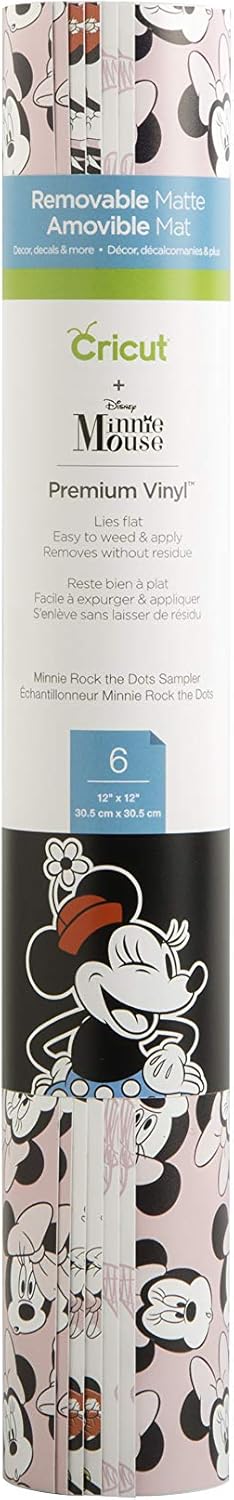 Cricut Premium Vinyl Patterned Sampler, Minnie Rocks The Dots – Removable...
