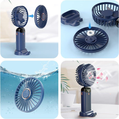 Personal Fan, Portable Hanging Neck Fan, 4000mAh USB-C Rechargeable 5-Speed Modes Powerful Desktop Fan with Base, Max 16H Run Time, Adjustable Lan...