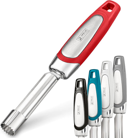 Orblue Premium Apple Corer Tool - Durable Stainless Steel Fruit Core Extractor Tool - Apple Corer Remover, Red...
