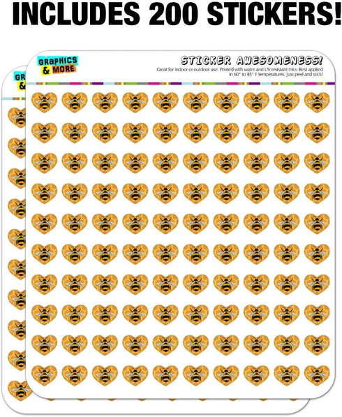 Bee on Honeycomb Heart Shaped Planner Calendar Scrapbook Craft Stickers...