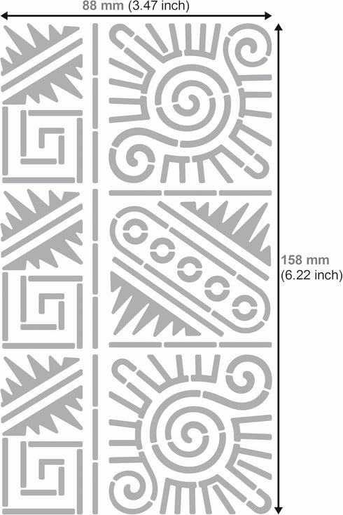 Aleks Melnyk No.433 Metal Stencil, Aztec Stencil Patterns and Symbols, Small Stencil, 1 PC, Template for Wood Burning, Engraving, Crafting, Scrapb...