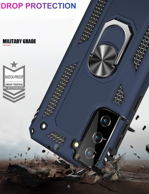 IKAZZ for Galaxy S21 Case,Military Grade Shockproof Heavy Duty Protective Phone Cover Pass 16ft Drop Test with Magnetic Kickstand Car Mount Holder...