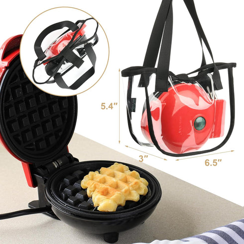 Beautyflier Carrying Bag Compatible with DASH Mini Waffle Maker 4 Inch, Storage Bag for Mini Waffle Maker, Portable Clear Organizer Bag for Who Lo...