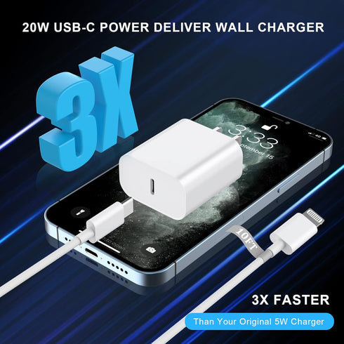 iPhone Charger Fast Charging 10 FT, 2 Pack 20W USB C Wall Charger Block with 10FT Long Type C to Lightning Fast Charging Data Sync Cable Compatibl...