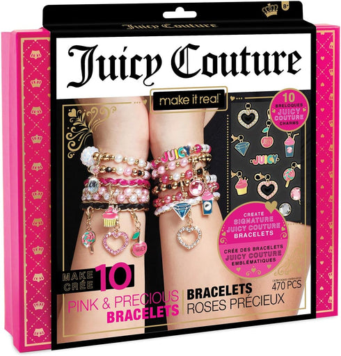 Make it Real - Juicy Couture Pink and Precious Bracelets - DIY Charm Bracelet Kit with Beads for Tween Jewelry Making - Jewelry Making Kit for Gir...
