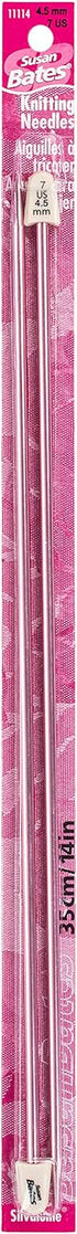 Susan Bates 14-Inch Silvalume Single Point Knitting Needle, 4.5mm, Rose......