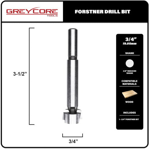 Tools 3/4 Inch x 3-1/2 Inch Forstner Drill Bit, High Speed Steel for Woodworking - Hardwood, Softwood and Plywood (3/4” Forstner)...