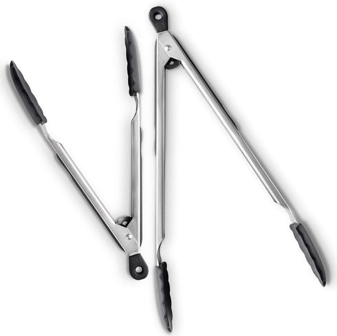 DI ORO Silicone Tongs for Cooking - Heat-Resistant Kitchen Tongs for Cooking with Silicone Tips - Small 9" & Large 12" for Nonstick Cookware - Sta...