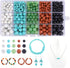 505 pcs Natural Round Stone Beads for Jewelry Making Mixed Genuine Gemstone Beads Kit for DIY Bracelet Smooth Loose Beads Bulk, White/Blue Turquoi...
