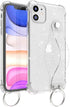 iPhone 11 Clear Glitter Case with Hand Strap, Soft Silicone Gel Rubber Sparkle Bling Cover Case with Adjustable Wrist Strap Stand Holder for Girls...