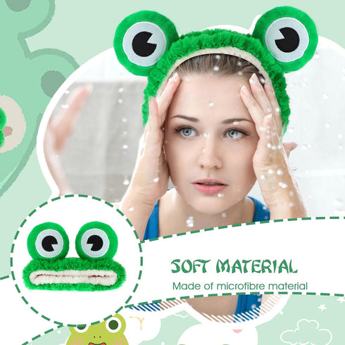 Cute Frog Headband, Spa Headband Frog Eye Makeup Head Band Soft Elastic Hair Band for Washing Face Head Wrap Funny Hair Band for Girls Women Yoga ...