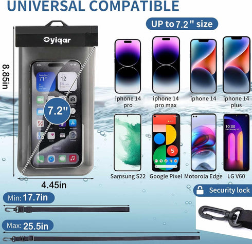 Waterproof Phone Pouch, 2Pack 100% Waterproof Phone Case Dustproof Dry Bag Underwater Phone Pouch with Lanyard for iPhone 15 14 13 12 Pro Max Sams...