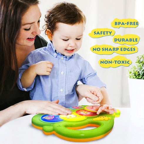 Baby Piano DrumToy, Caterpillar Piano Keyboard Drum Light Up Sound Musical Toy, Learning Educational Interactive Infant Toddler Kids Toys Gift for...