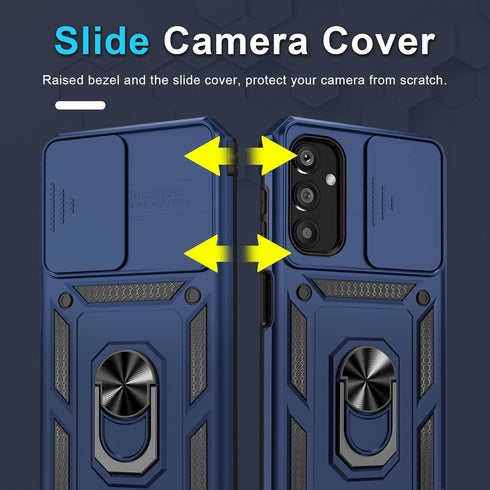 Janmitta Compatible with Galaxy A14 5G Case Built in Slide Camera Lens Cover and Screen Protector,Heavy Duty Shockproof Full Body Phone Cover,Buil...