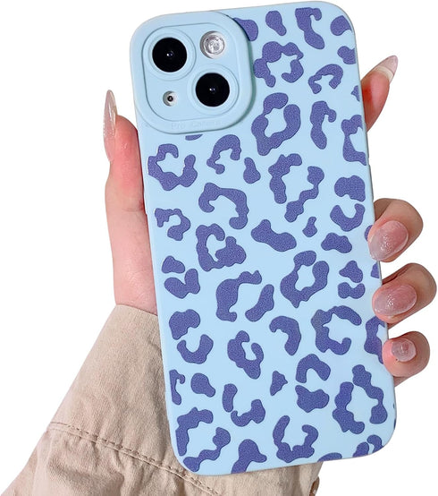 Compatible for iPhone 13 Case Cute Cool Leopard Print Design for Girls Women Soft TPU Shockproof Protective Girly for iPhone 13-Blue...