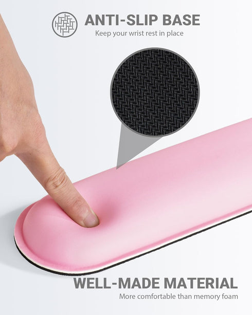 Ergonomic Mouse Pad Wrist Support Set, Memory Foam Keyboard Wrist Rest Set, Relieve Wrist Pain Keyboard Pad, Non-Slip Base Mousepad(Pink Set)...