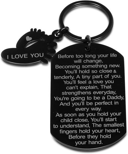 New Dad Keychain Daddy to Be Gifts Pregnancy Baby Announcement Gifts for Him Husband Father Mother Soon to Be Daddy Gift for Men First Time Dads M...