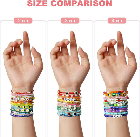Redtwo 3400pcs 4mm Glass Seed Beads for Jewelry Bracelet Making Kit, Small Beads Friendship Bracelet Kit, Tiny Waist Beads Kit with Letter Beads a...