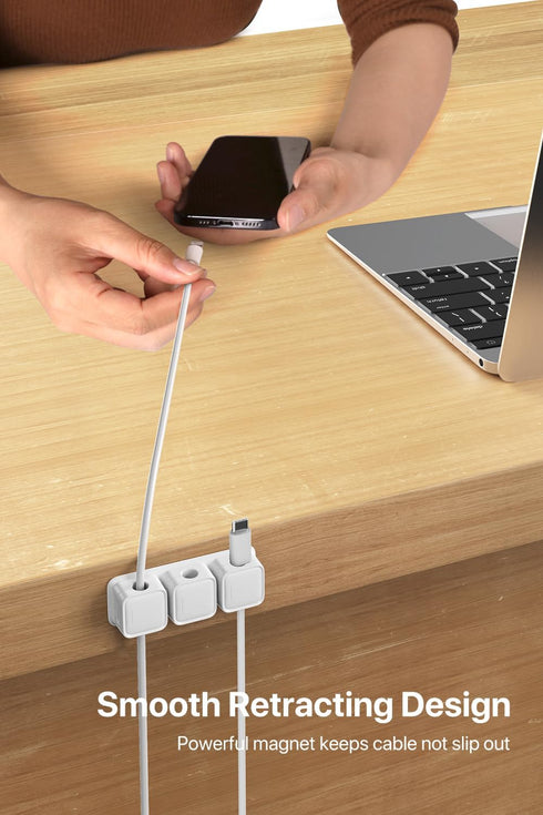 Cord Organizer Holder, 3 Pack 3-Slot Magnetic Desk Cable Clips Management, Strong Phone Charging Cable Keeper, Wire Charger Holder for Nightstand,...